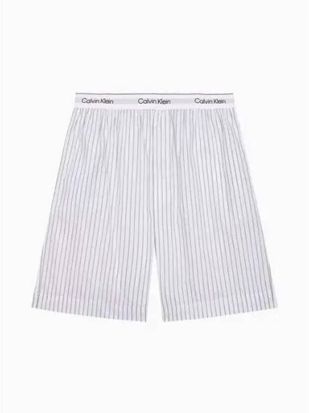 Cotton Poplin Sleep Shorts Striped White - CALVIN KLEIN - BALAAN 2