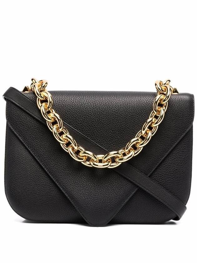 Women's Mounted Chain Cross Bag Black - BOTTEGA VENETA - BALAAN 1