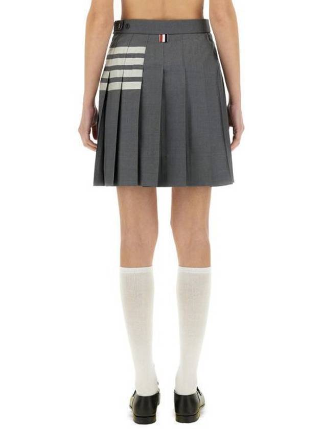 4 Bar Plain Weave Mini Pleated Skirt Grey - THOM BROWNE - BALAAN 6