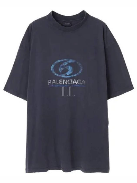 Surfer Medium Fit Short Sleeve T-Shirt Navy - BALENCIAGA - BALAAN 2