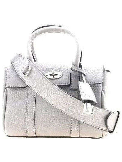 Bayswater Mini Heavy Grain Shoulder Bag Pale Grey - MULBERRY - BALAAN 2