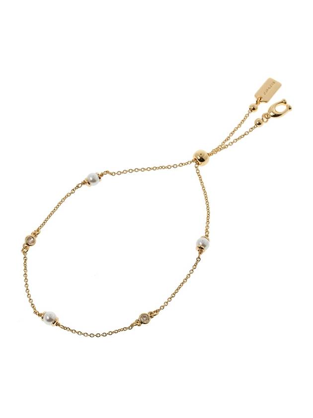 Classic Crystal Pearl Slider Bracelet Gold - COACH - BALAAN 11