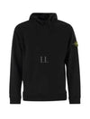 Wappen Patch Brushed Cotton Fleece Hoodie Black - STONE ISLAND - BALAAN 2