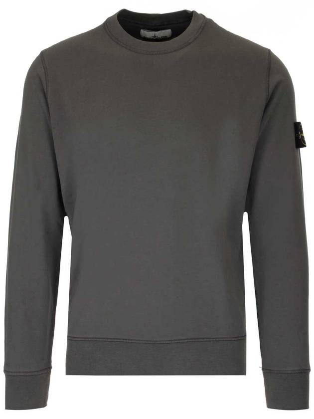 Garment Dyed Cotton Crewneck Sweatshirt Dark Grey - STONE ISLAND - BALAAN 1