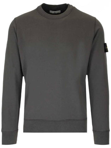 Garment Dyed Cotton Crewneck Sweatshirt Dark Grey - STONE ISLAND - BALAAN 1