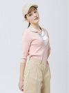 Cool Tetched Open Neck Light Pink Shirt Collar Knit DO3222PO31-1 - DOYOUKNOWMC GOLF WEAR - BALAAN 2