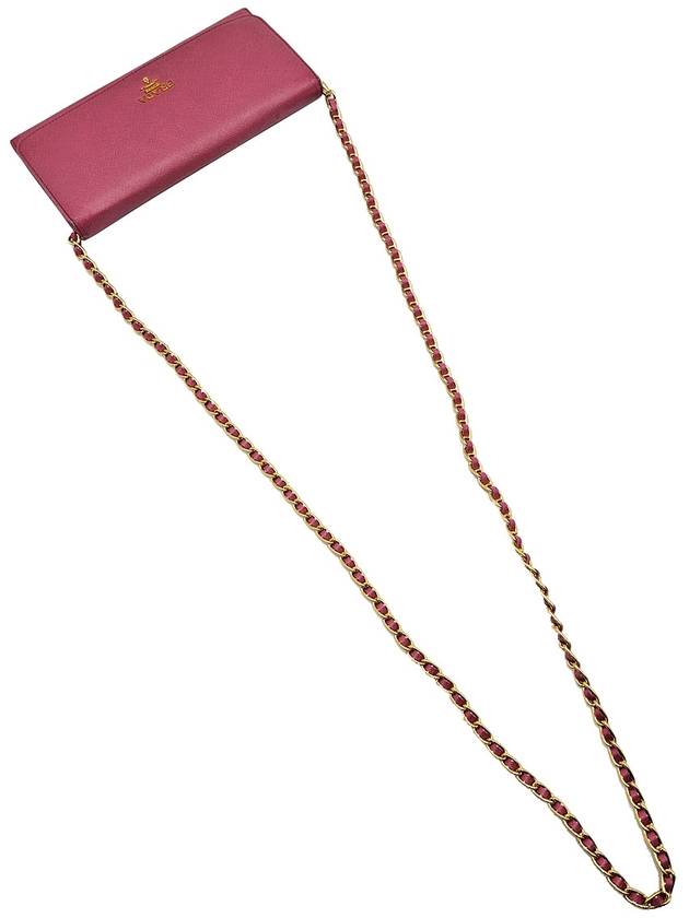 Prada 1M1290 Pink Saffiano WOC Long Wallet Chain Cross Bag - PRADA - BALAAN 5