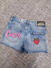 strawberry washed denim shorts - GUCCI - BALAAN.