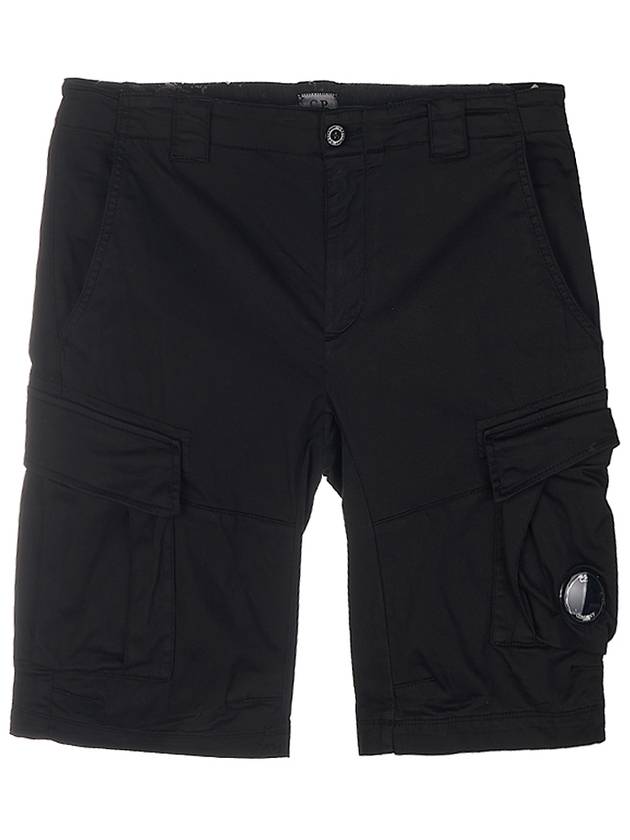 Stretch Satin Cargo Shorts Black - CP COMPANY - BALAAN 11