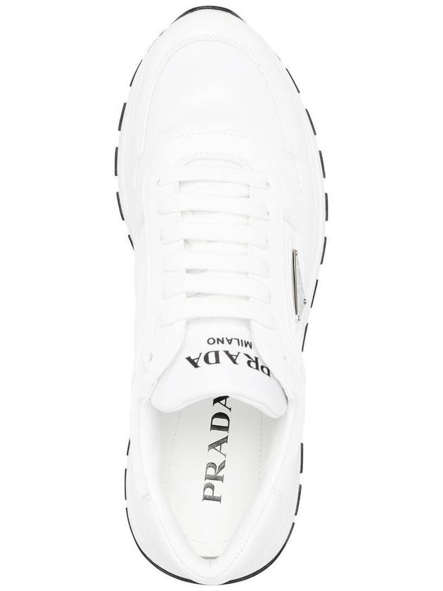 Prax 01 Re-Nylon Brushed Leather Low-Top Sneakers White - PRADA - BALAAN 5