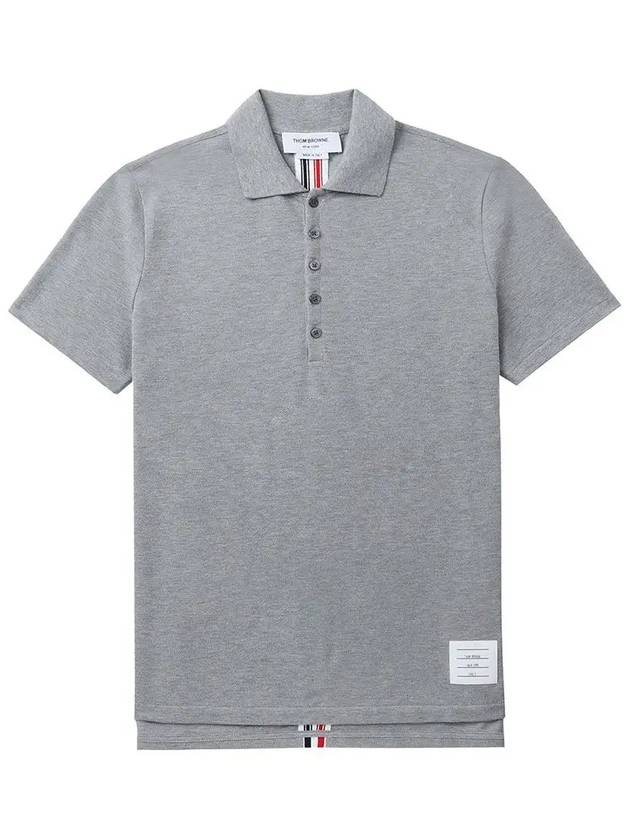 Men's Cotton Pique Center Bag Striped Short Sleeve Polo Shirt Grey - THOM BROWNE - BALAAN 3