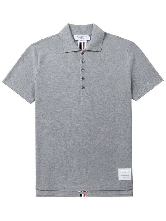 Men's Cotton Pique Center Bag Striped Short Sleeve Polo Shirt Grey - THOM BROWNE - BALAAN 2