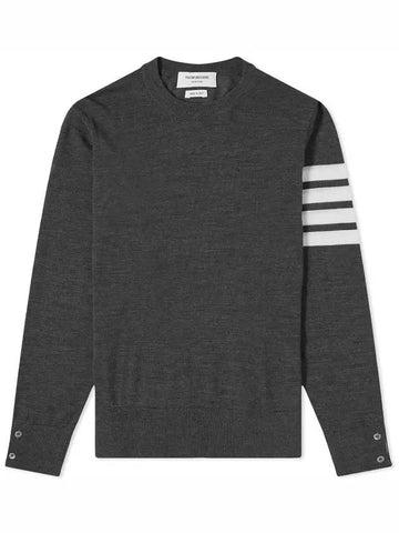 4 Bar Armband Classic Merino Wool Knit Top Dark Grey - THOM BROWNE - BALAAN 1