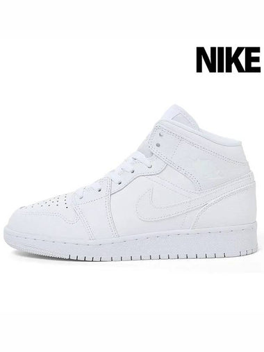 Kids Adult Sneakers Air Jordan 1 Mid Triple White 554725 130 - NIKE - BALAAN 1