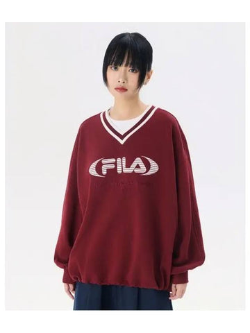 V neck logo sweatshirt FS2POG3151FWIN - FILA - BALAAN 1