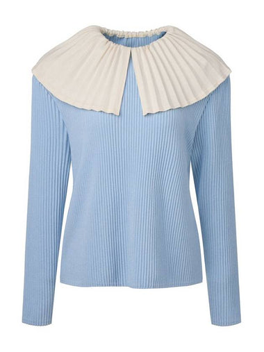 Women s Accordion Collar Neck Pleated Top Light Blue - MONPLISSE - BALAAN 1