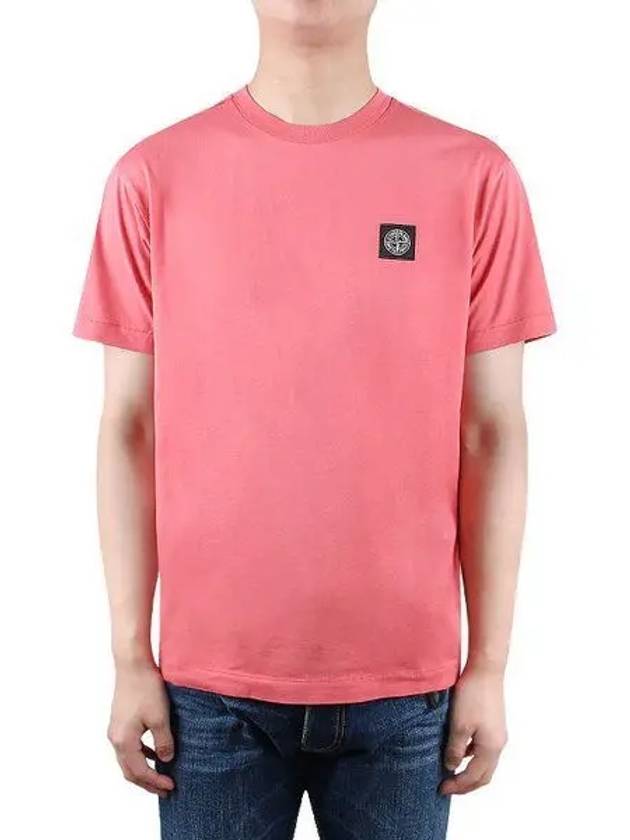 Logo Patch Cotton Short Sleeve T-Shirt Pink - STONE ISLAND - BALAAN 2