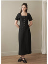 Deep square neck long dress black - MICANE - BALAAN 4