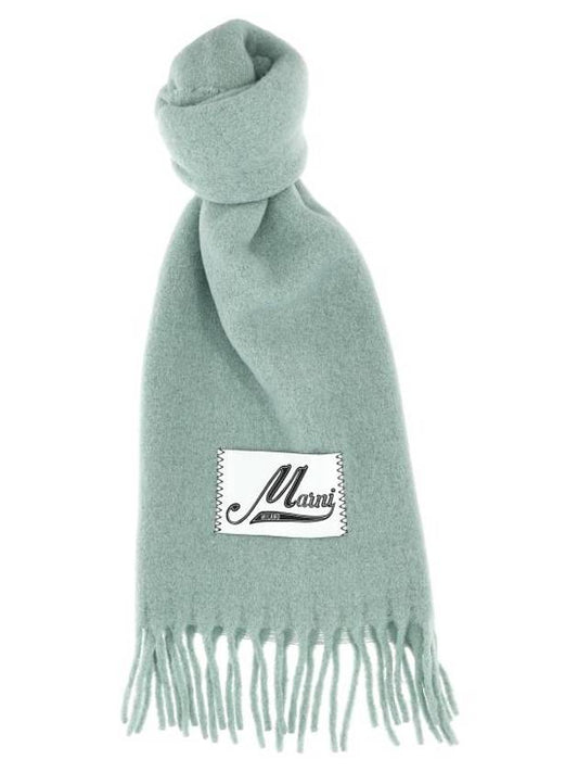 Logo Patch Knit Alpaca Muffler Green - MARNI - BALAAN 1