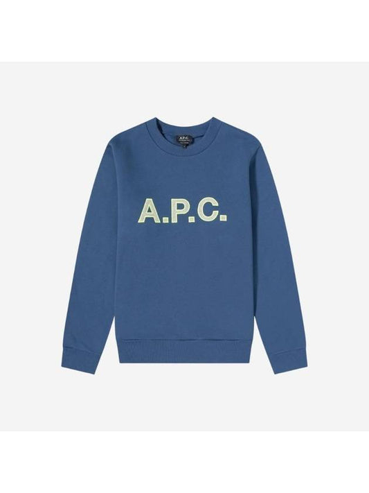 Hugues Logo Sweatshirt Navy Blue - A.P.C. - BALAAN 1