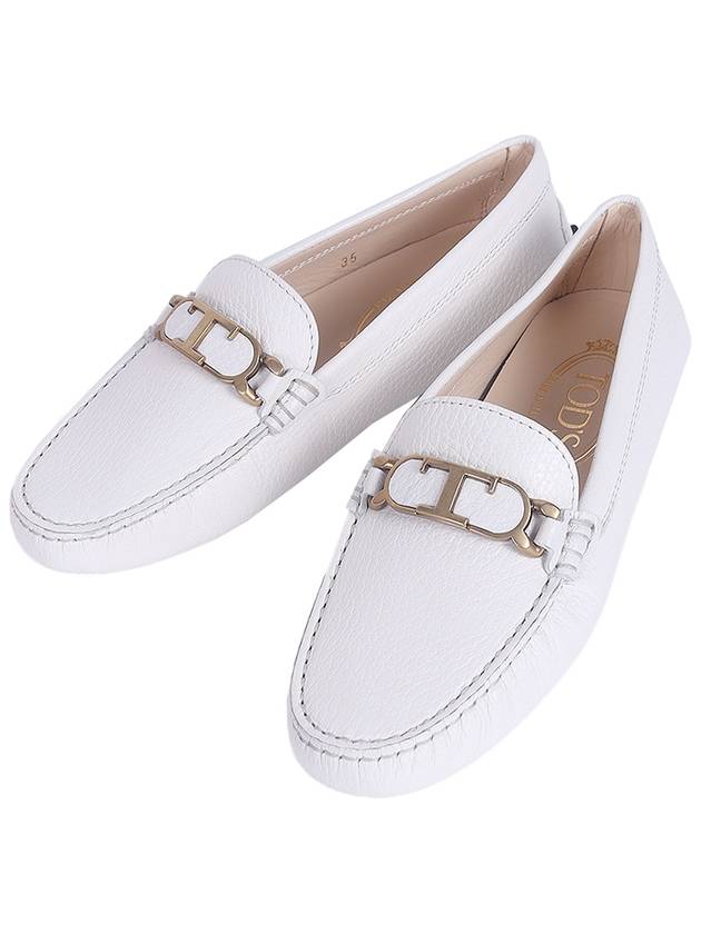 Women's Gommino Leather Driving Shoes White - TOD'S - BALAAN.