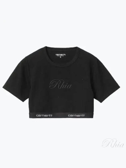 Script Logo Crop Short Sleeve T-Shirt Black - CARHARTT WIP - BALAAN 2