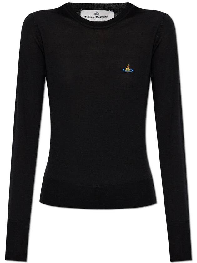 Embroidered Logo Knit Top Black - VIVIENNE WESTWOOD - BALAAN 1