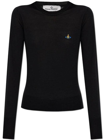 Embroidered Logo Knit Top Black - VIVIENNE WESTWOOD - BALAAN 1