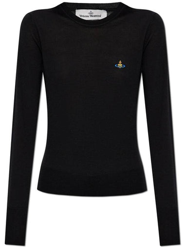 Embroidered Logo Knit Top Black - VIVIENNE WESTWOOD - BALAAN 1