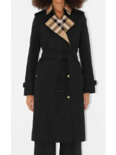 Check Panel Gabardine Trench Coat Black - BURBERRY - BALAAN 2