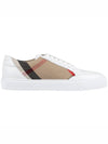 House Check Leather Sneakers Optic White - BURBERRY - BALAAN 5