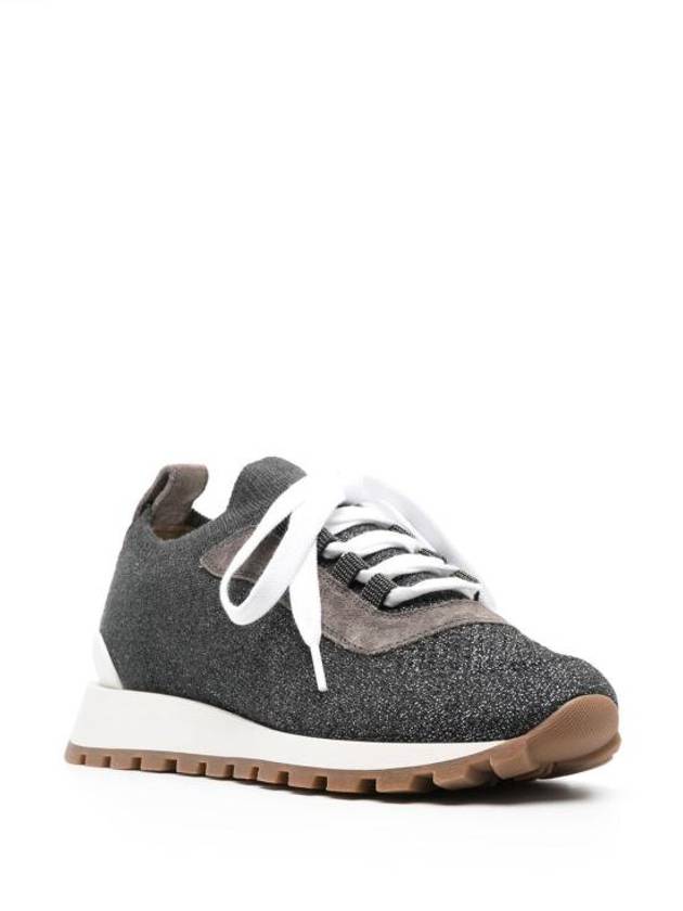 Women's Monilli Knit Low Top Sneakers Grey - BRUNELLO CUCINELLI - BALAAN 3