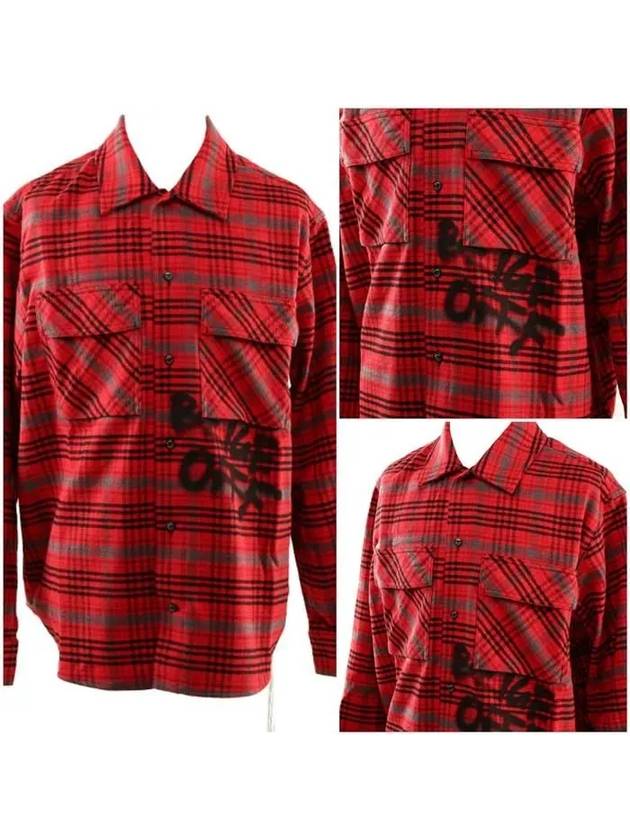 Women's Overfit Red Check Shirt OMGA091F19F330062010 - OFF WHITE - BALAAN 8