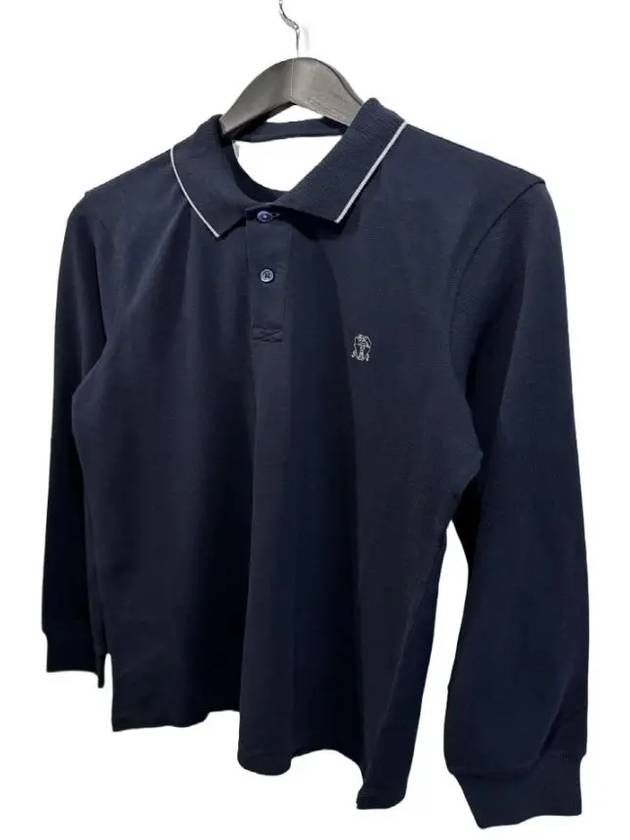 Logo Long Sleeve PK Shirt Dark Navy - BRUNELLO CUCINELLI - BALAAN.