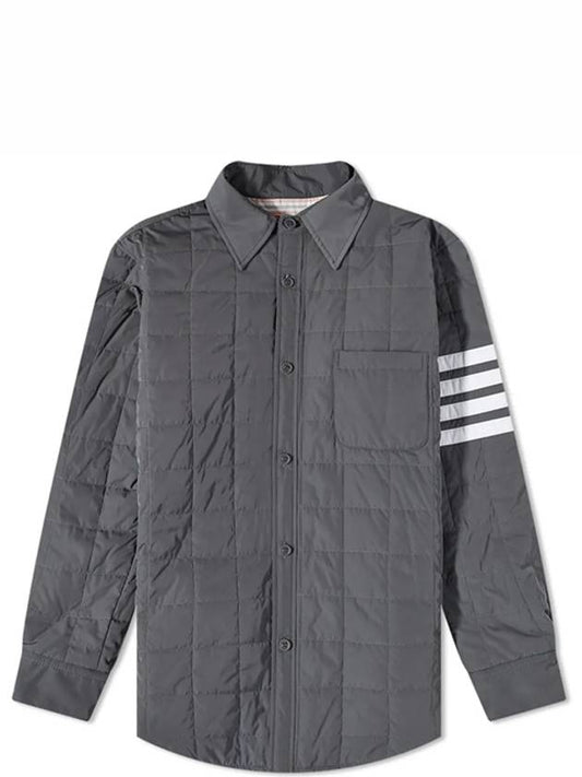 4 Bar Poly Twill Down Shirt Jacket Grey - THOM BROWNE - BALAAN 2