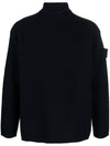 Ghost Piece Mock Neck Virgin Wool Knit Top Navy - STONE ISLAND - BALAAN 2