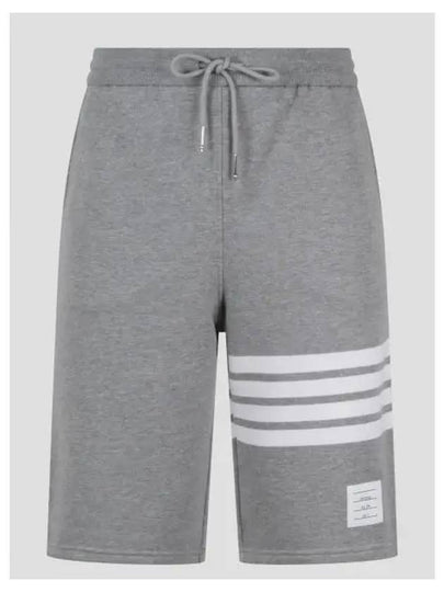 Cotton Loopback Knit Engineered 4-Bar Sweatshorts Light Grey - THOM BROWNE - BALAAN 2