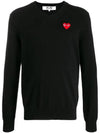 Red Heart Wappen V-Neck Wool Knit P1 N002 1 Black - COMME DES GARCONS - BALAAN 2