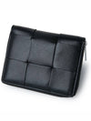 Intrecciato Zipper Around Half Wallet Black - BOTTEGA VENETA - BALAAN 6