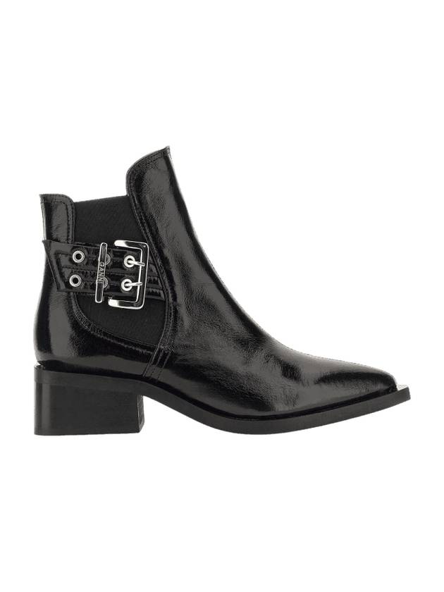 chunky buckle detail leather Chelsea boots black - GANNI - BALAAN 1