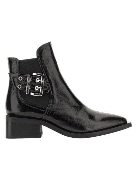 chunky buckle detail leather Chelsea boots black - GANNI - BALAAN 1