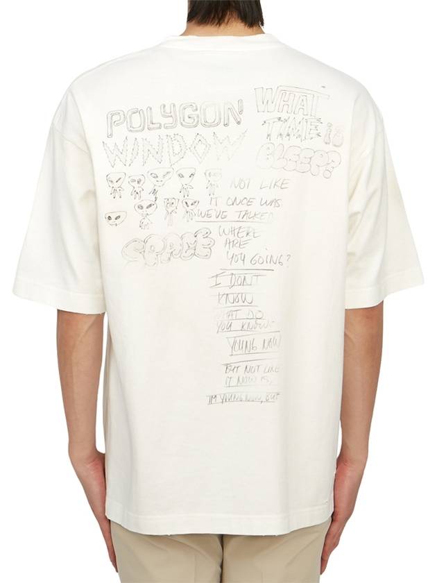 Graphic Print Cotton Short Sleeve T-Shirt White - MAISON MIHARA YASUHIRO - BALAAN 3