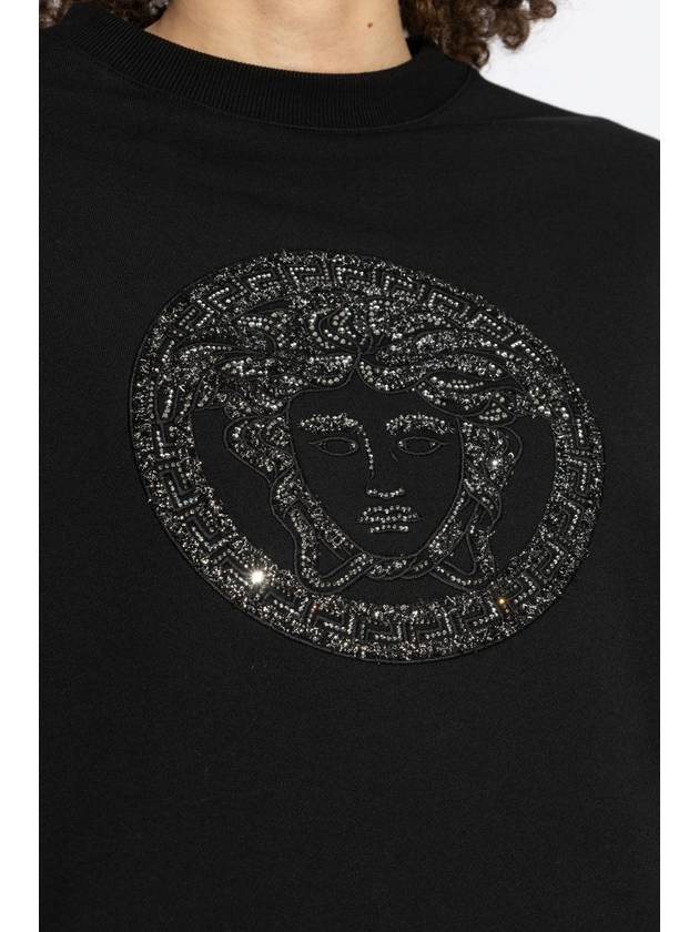 Versace Sweatshirt With Shimmering Crystals, Women's, Black - VERSACE - BALAAN 5