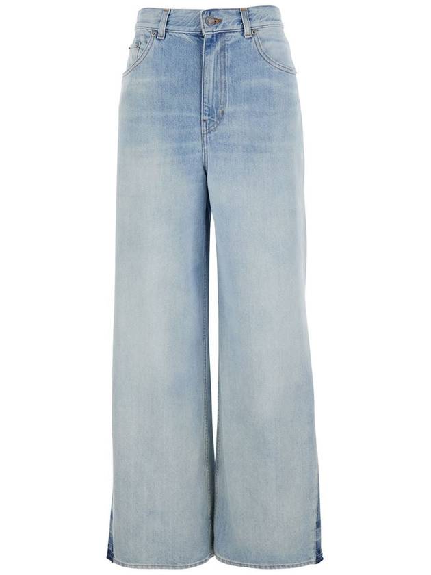 Light Blue Jeans With High Waist And Logo Patch On The Rear In Denim Woman - CHLOE - BALAAN 1