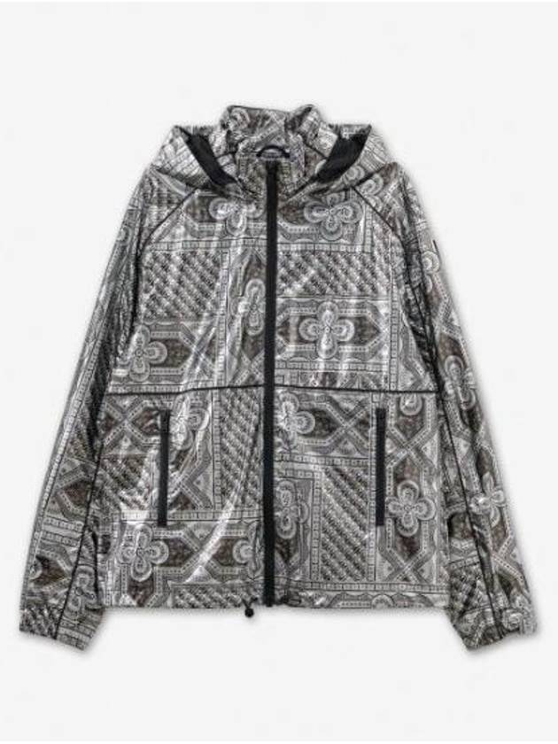 Metallic Effect Print Windbreaker Silver - MOOSE KNUCKLES - BALAAN 2