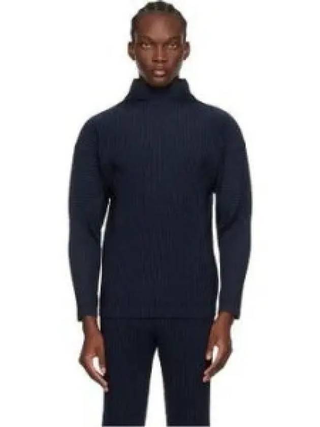 Pleated High-Neck Long-Sleeved T-Shirt Navy - ISSEY MIYAKE - BALAAN 2