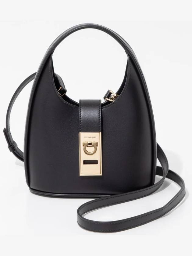 Women's Gancini Buckle Mini Hobo Shoulder Bag Black - SALVATORE FERRAGAMO - BALAAN 2