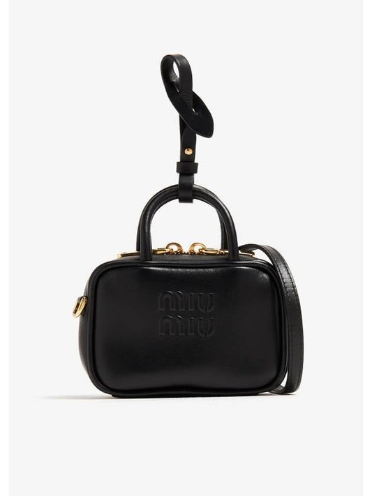 Leather Mike Cross Bag Pomegranate Black - MIU MIU - BALAAN 1