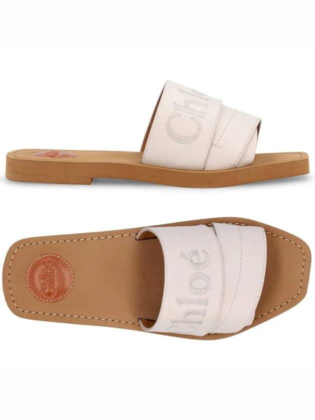 Woody Logo Leather Flat Slippers Wild Grey - CHLOE - BALAAN 2