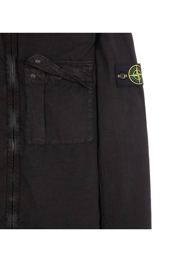 Old Treatment Garment Dyed Overshirt Jacket Black - STONE ISLAND - BALAAN 6